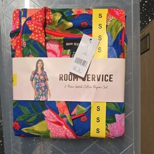 Room Service Floral Pajama Set - Blue and Pink